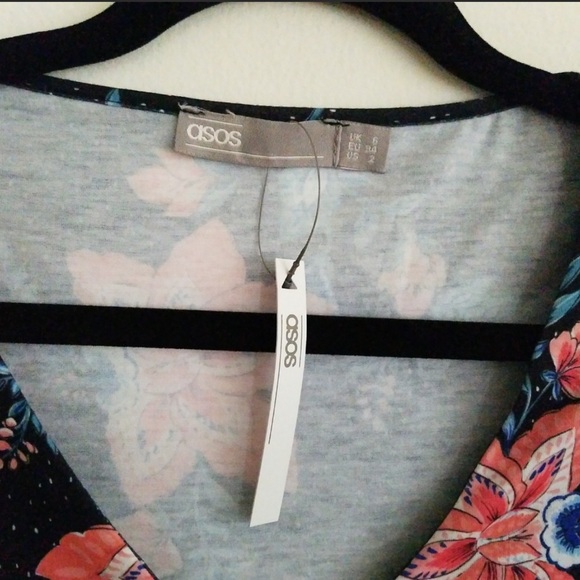 NWT - ASOS Black Floral Short Sleeve Dress 🌸 - Picture 3 of 4